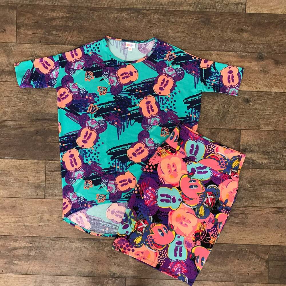 LuLaRoe Disney Mickey & Minnie Mouse Irma Top & Cassie Skirt XS 2-6